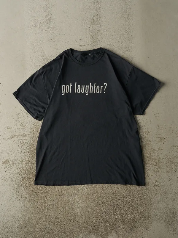 Vintage 07' Faded Black "Got Laughter?" Slogan Tee (L) sold by Rebalance Vintage