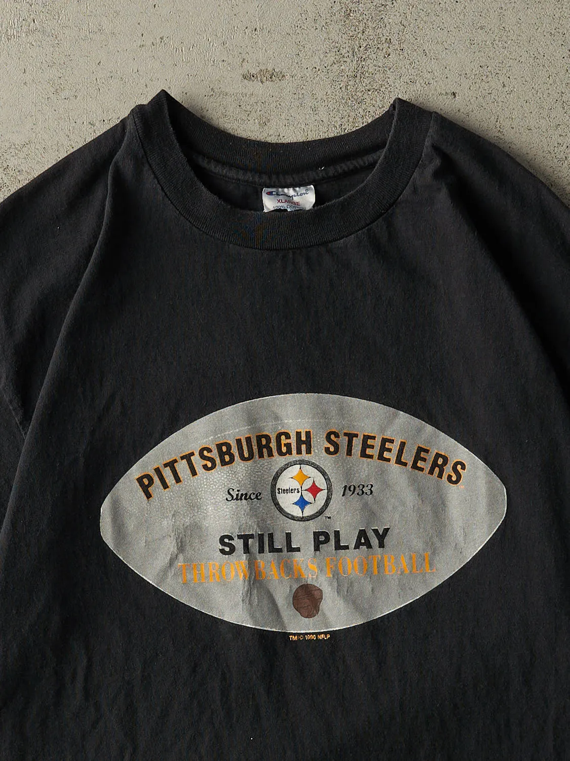 Vintage 96' Black Champion Pittsburgh Steelers Tee (L/XL) sold by Rebalance Vintage product image thumbnail 2