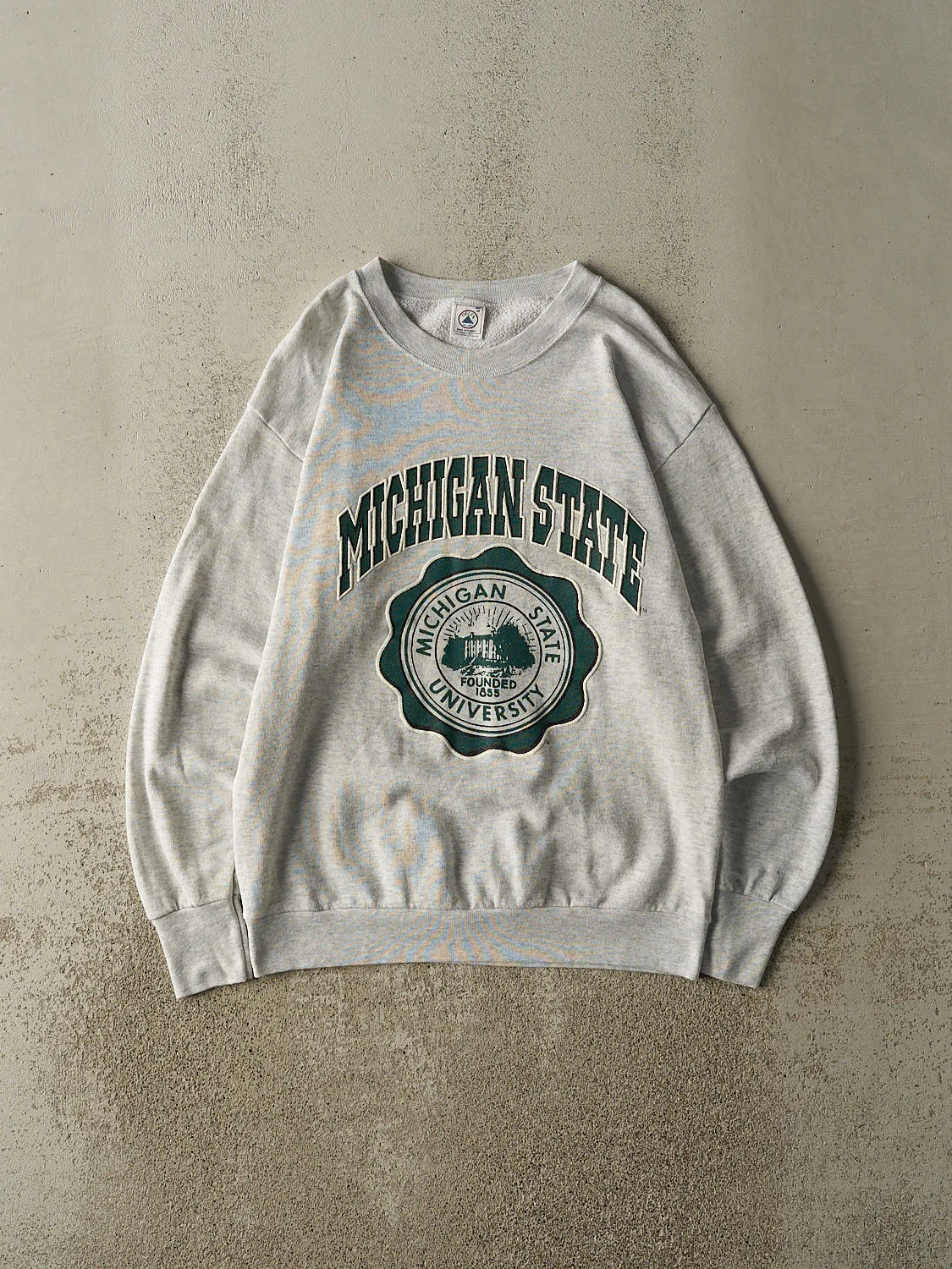 Vintage 90s Heather Grey Michigan State University Crewneck (M/L) sold by Rebalance Vintage