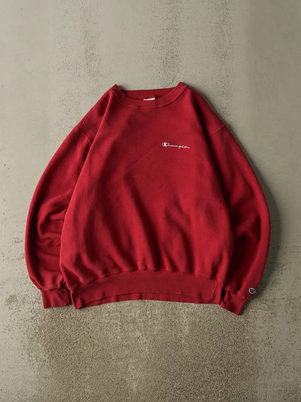 Vintage 90s Red Champion Embroidered Crewneck (L/XL) sold by Rebalance Vintage