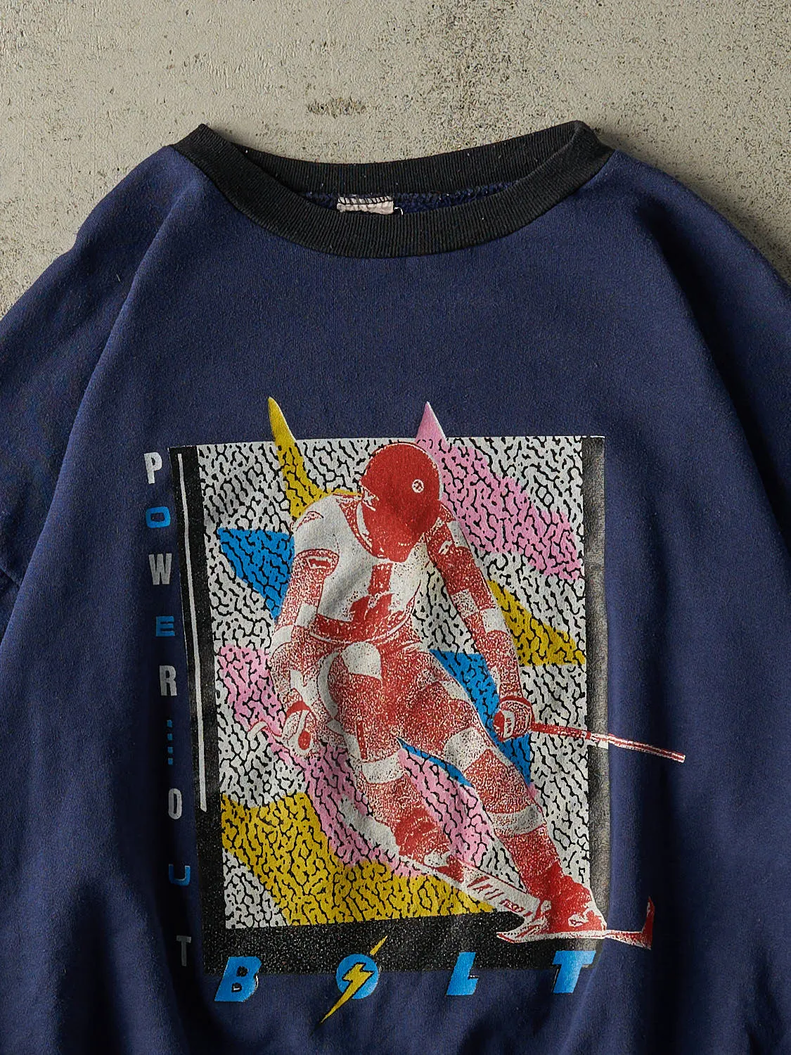 Vintage 80s Navy Blue Power Out Ski Crewneck (XS/S) sold by Rebalance Vintage product image thumbnail 2