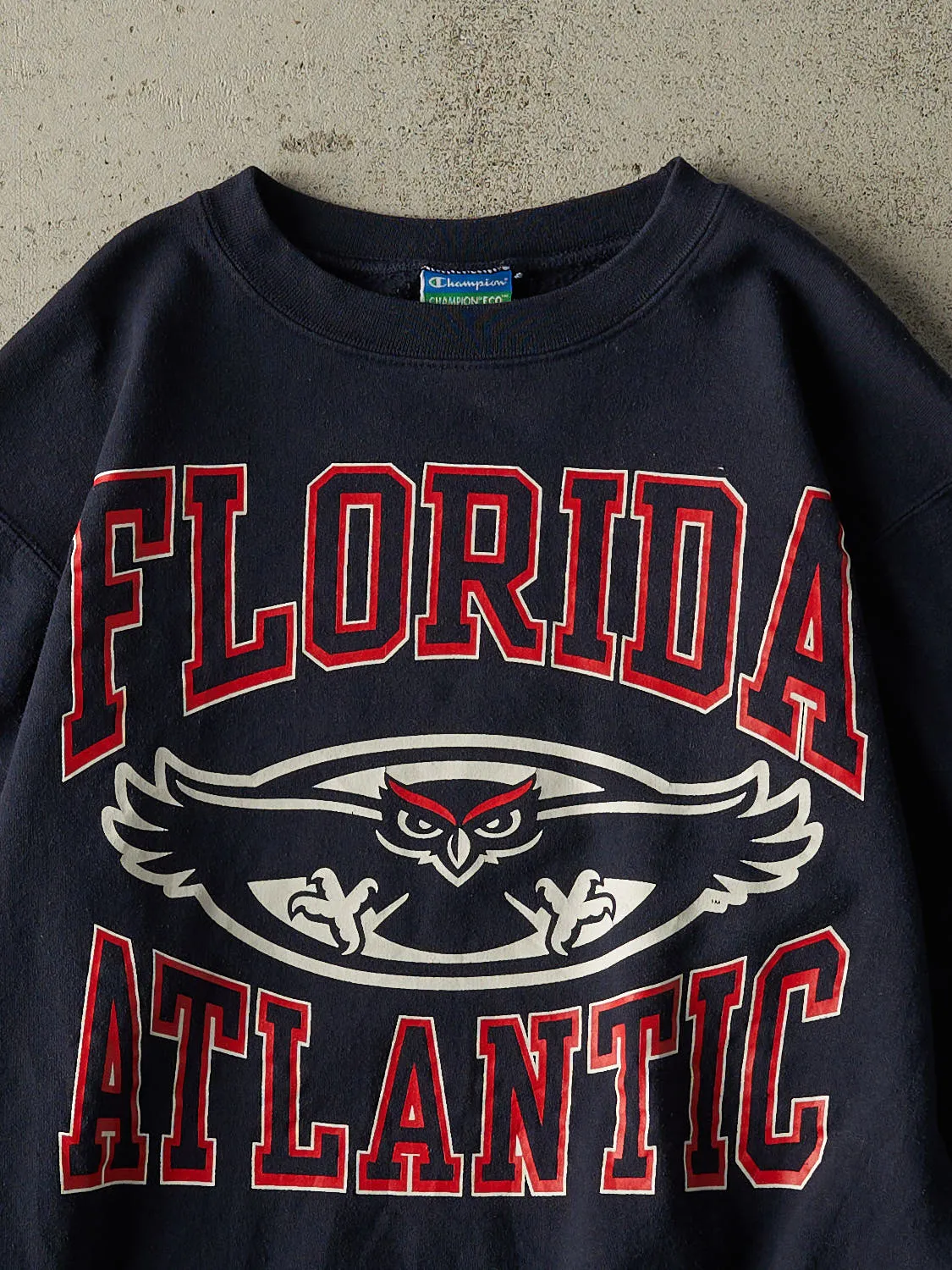 Vintage Y2K Navy Blue Champion Florida Atlantic Crewneck (S) sold by Rebalance Vintage product image thumbnail 2