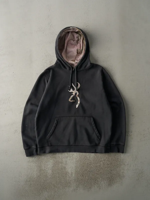 Vintage 90s Faded Black & Pink Browning x Realtree Logo Hoodie (L) sold by Rebalance Vintage