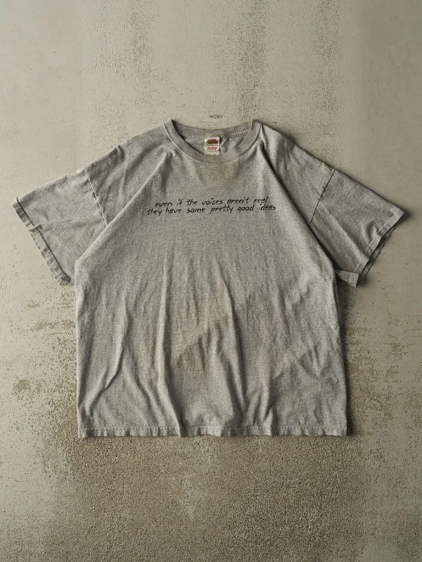 Vintage Y2K Grey "Good Ideas" Slogan Tee (XL) sold by Rebalance Vintage