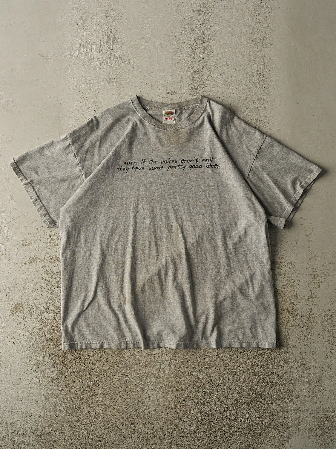 Vintage Y2K Grey "Good Ideas" Slogan Tee (XL) sold by Rebalance Vintage