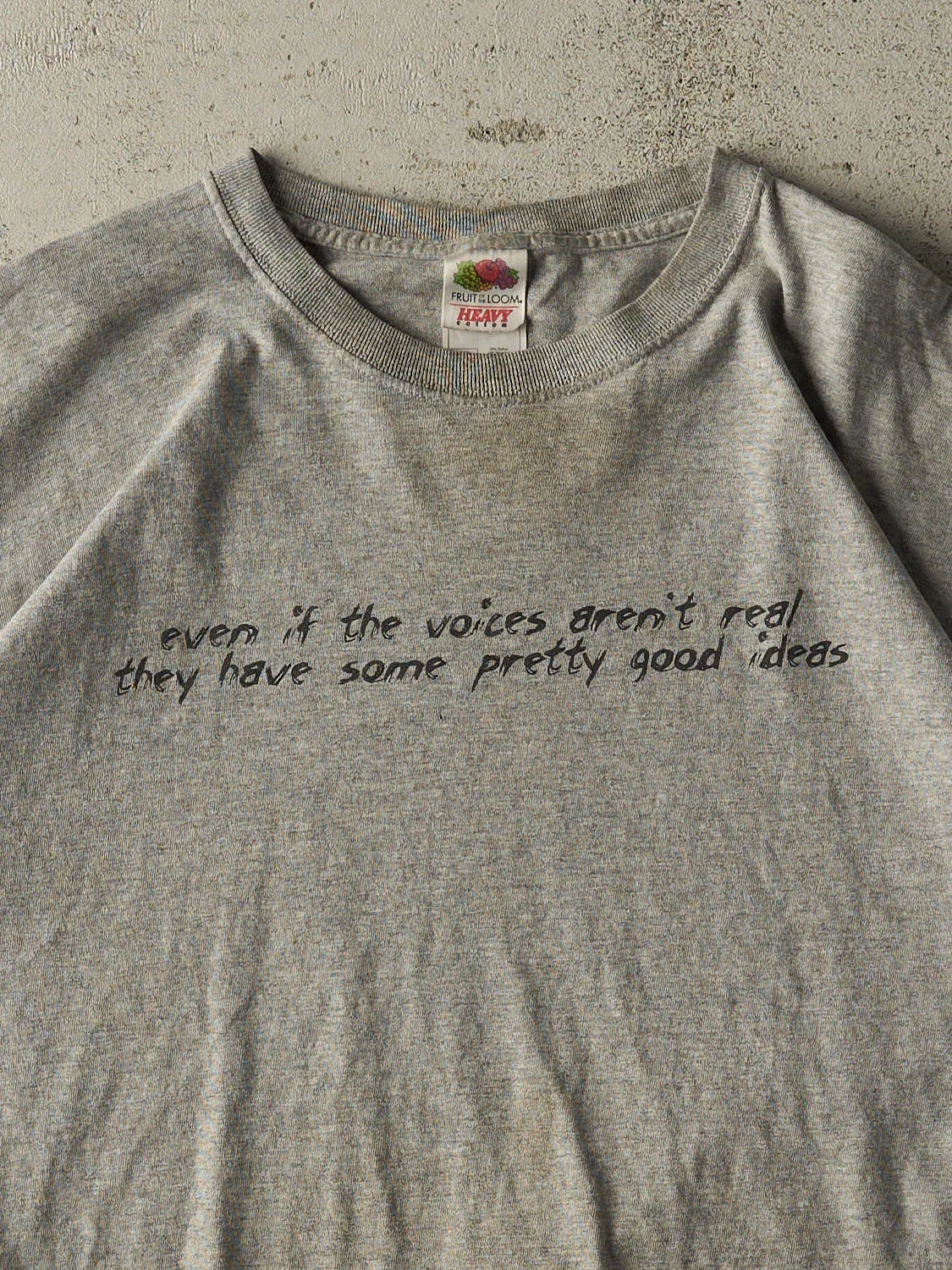 Vintage Y2K Grey "Good Ideas" Slogan Tee (XL) sold by Rebalance Vintage product image thumbnail 2