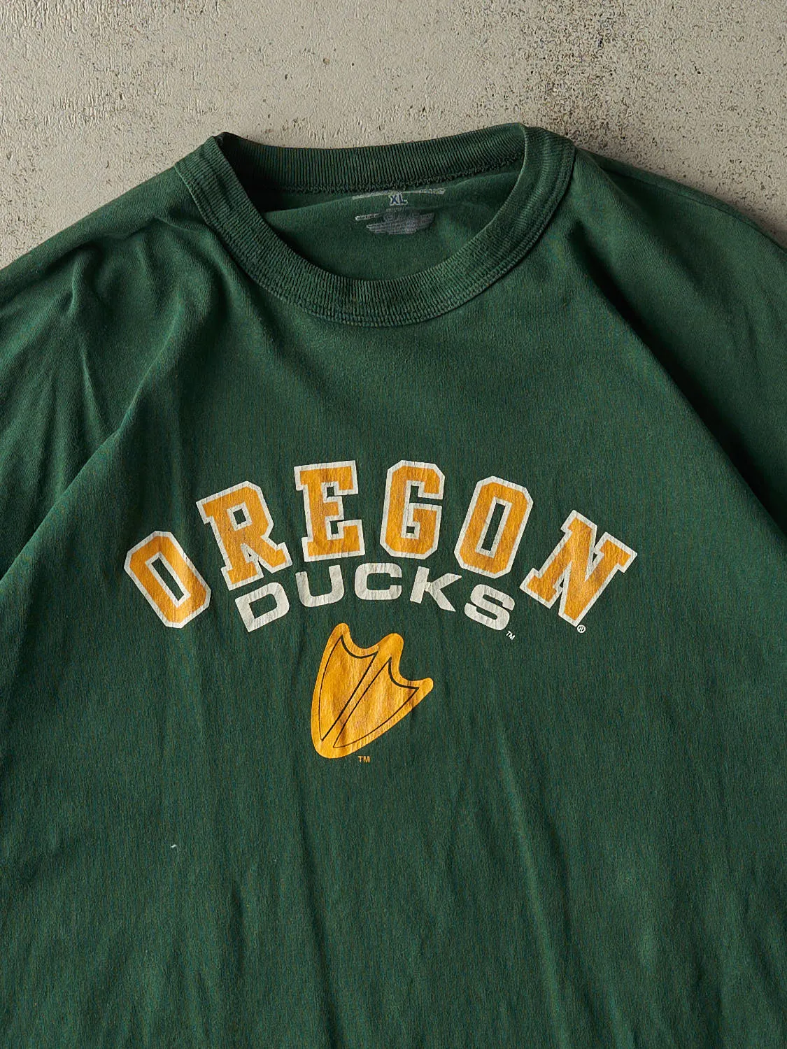 Vintage Y2K Green Russell Athletic University of Oregon Ducks Tee (XL) sold by Rebalance Vintage product image thumbnail 2