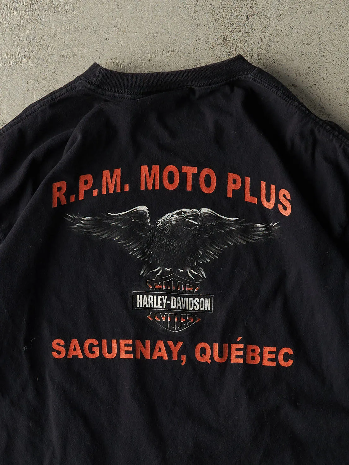 Vintage 04' Black Harley Davidson Saguenay Quebec Tee (L/XL) sold by Rebalance Vintage product image thumbnail 4