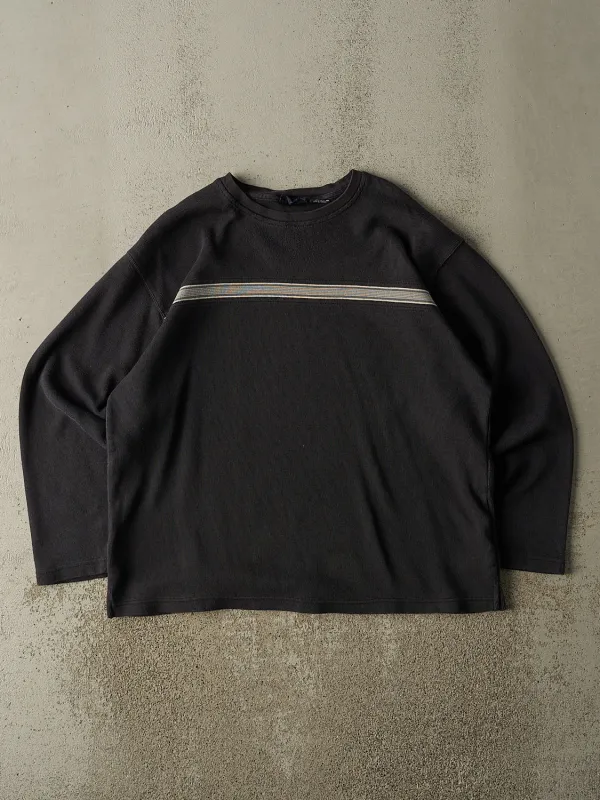 Vintage Y2K Faded Black Striped Long Sleeve (L/XL) sold by Rebalance Vintage