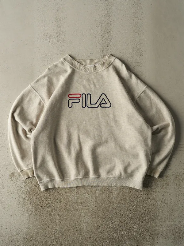 Vintage 90s Grey Fila Embroidered Crewneck (XXL) made by Rebalance Vintage