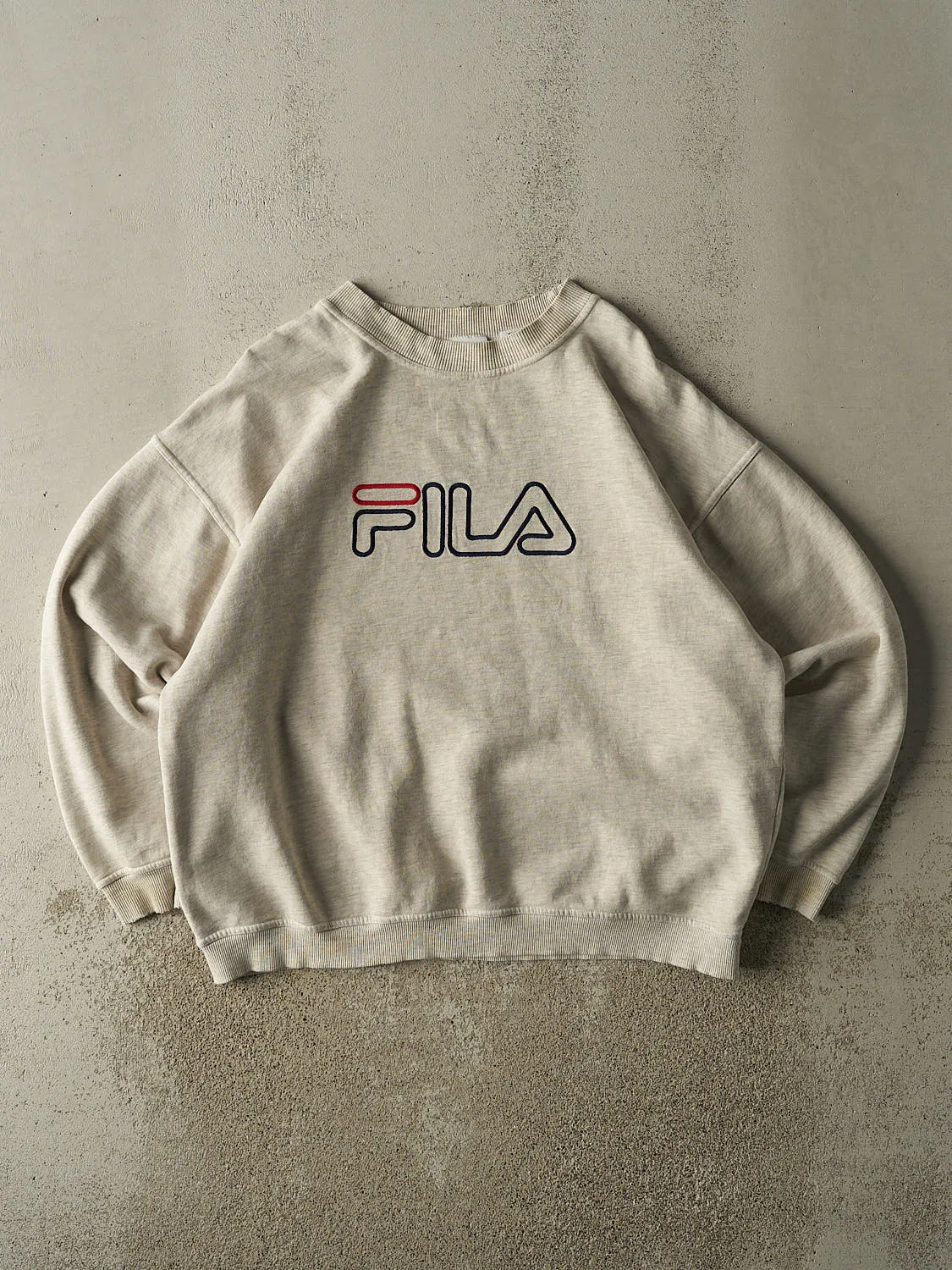 Vintage 90s Grey Fila Embroidered Crewneck (XXL) sold by Rebalance Vintage