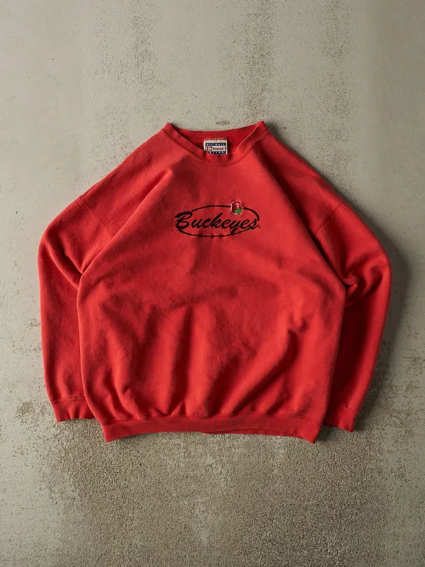Vintage 90s Red Ohio State University Buckeyes Embroidered Crewneck (L) sold by Rebalance Vintage