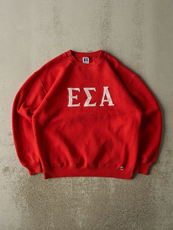 Vintage 90s Red Russell Athletic Greek Letter Crewneck (M/L) made by Rebalance Vintage