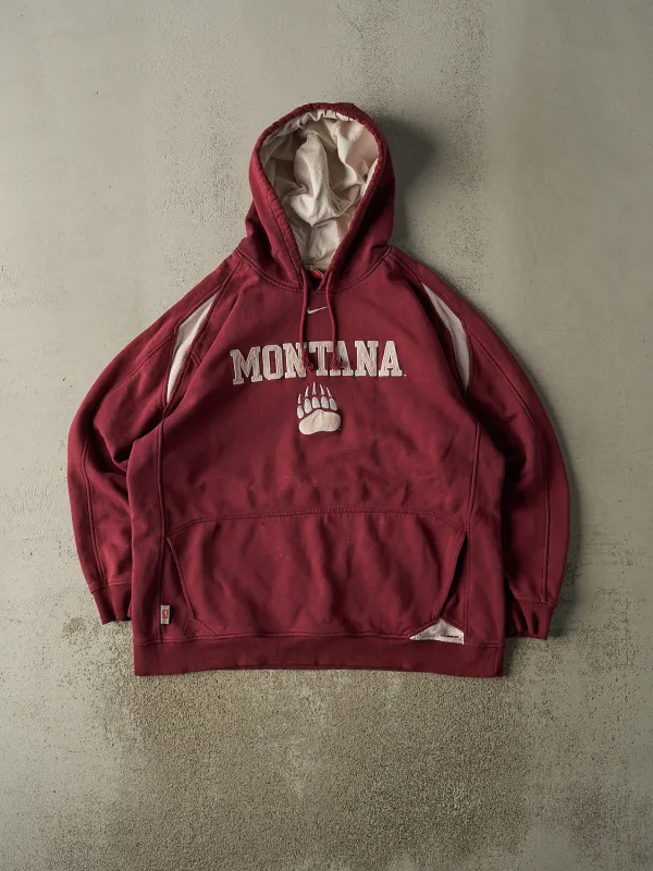 Vintage Y2K Burgundy Nike Middle Swoosh University of Montana Hoodie (XXL) made by Rebalance Vintage