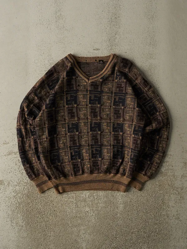 Vintage 90s Brown Patterned Wool Knit (S/M) sold by Rebalance Vintage