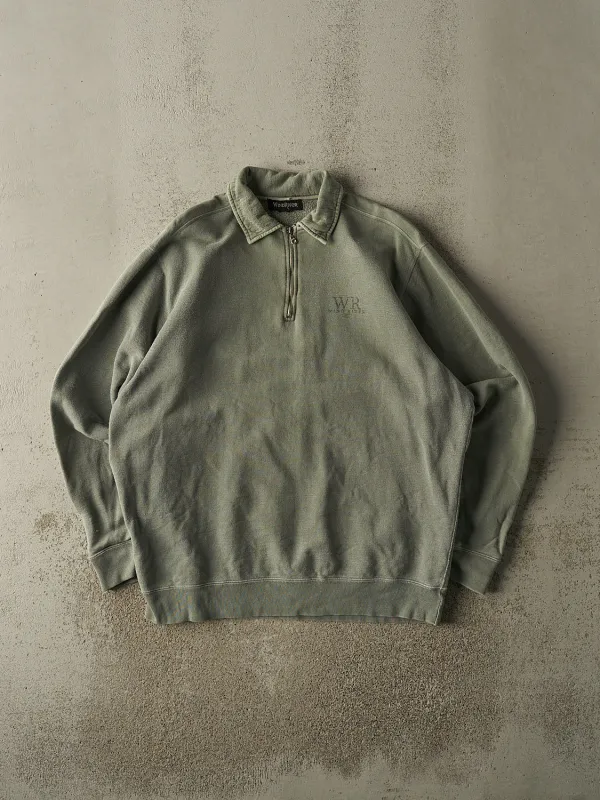 Vintage 90s Washed Green Wind River Quarter Zip Sweater (XL/XXL) sold by Rebalance Vintage