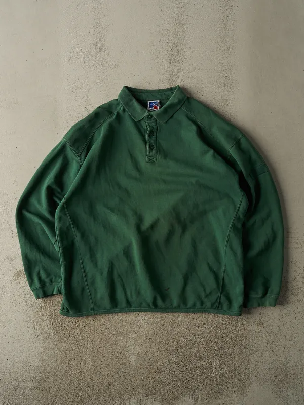 Vintage 90s Green Russell Athletic Quarter Button Sweater (XXL) sold by Rebalance Vintage