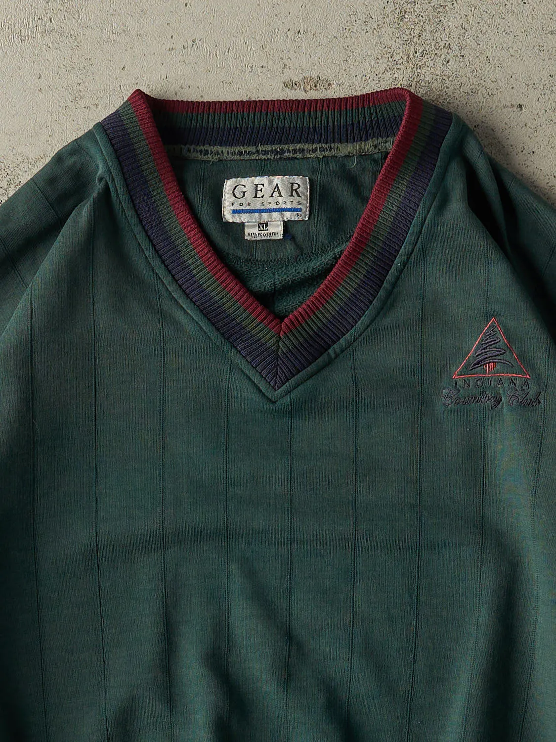 Vintage 90s Green Indiana Country Club V-Neck Sweatshirt (L/XL) sold by Rebalance Vintage product image thumbnail 2