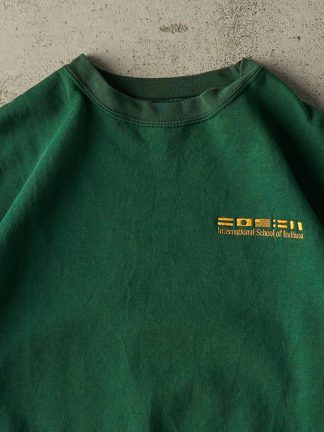 Vintage 90s Green International School of Indiana Crewneck (M/L) sold by Rebalance Vintage product image thumbnail 2
