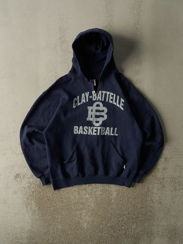 Vintage 90s Navy Blue Russell Athletic Clay-Batelle Basketball Hoodie (L) sold by Rebalance Vintage