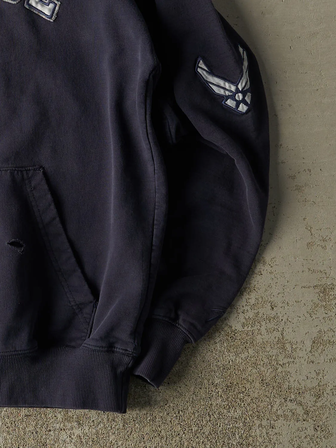 Vintage 90s Navy Blue Air Force Hoodie (M/L) sold by Rebalance Vintage product image thumbnail 4