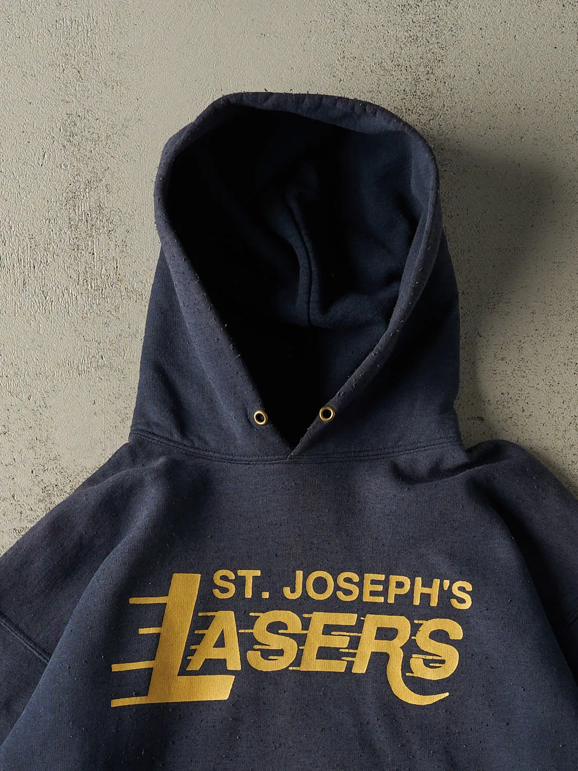 Vintage 90s Navy Blue St. Josephs Lasers Hoodie (S/M) sold by Rebalance Vintage product image thumbnail 2