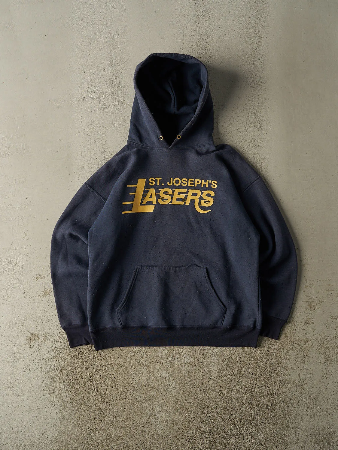 Vintage 90s Navy Blue St. Josephs Lasers Hoodie (S/M) sold by Rebalance Vintage
