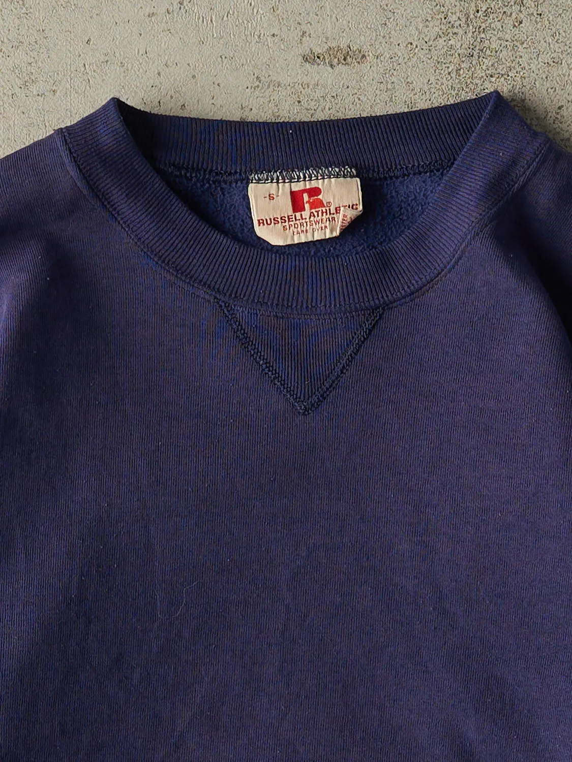 Vintage 70s Navy Blue Russell Athletic Blank Crewneck (XS) sold by Rebalance Vintage product image thumbnail 2