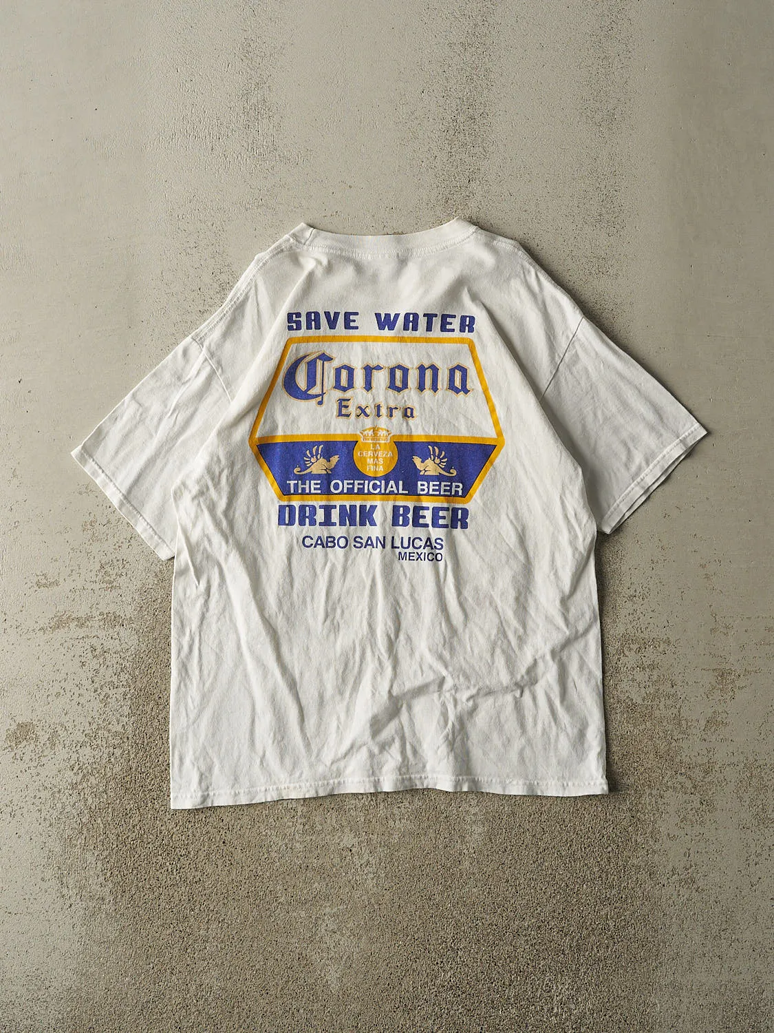 Vintage 90s White Corona "Save Water, Drink Beer" Tee (M/L) sold by Rebalance Vintage product image thumbnail 2
