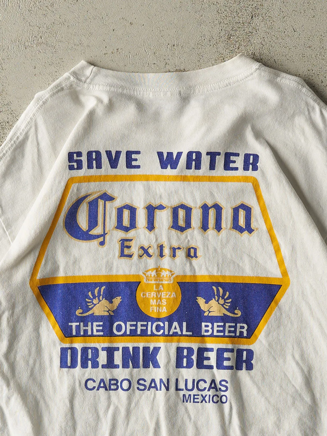 Vintage 90s White Corona "Save Water, Drink Beer" Tee (M/L) sold by Rebalance Vintage product image thumbnail 4