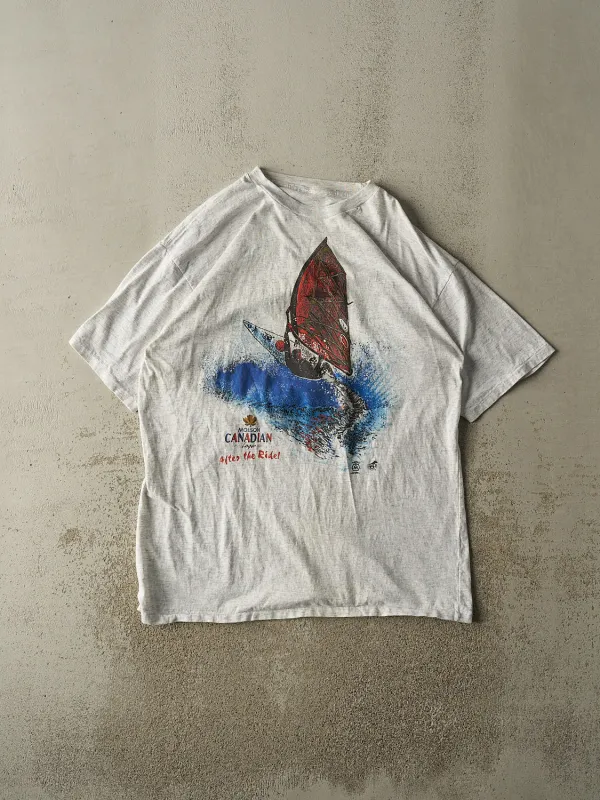 Vintage 90s Heather Grey Molson Canadian Wind Surfing Single Stitch Tee (XL) sold by Rebalance Vintage