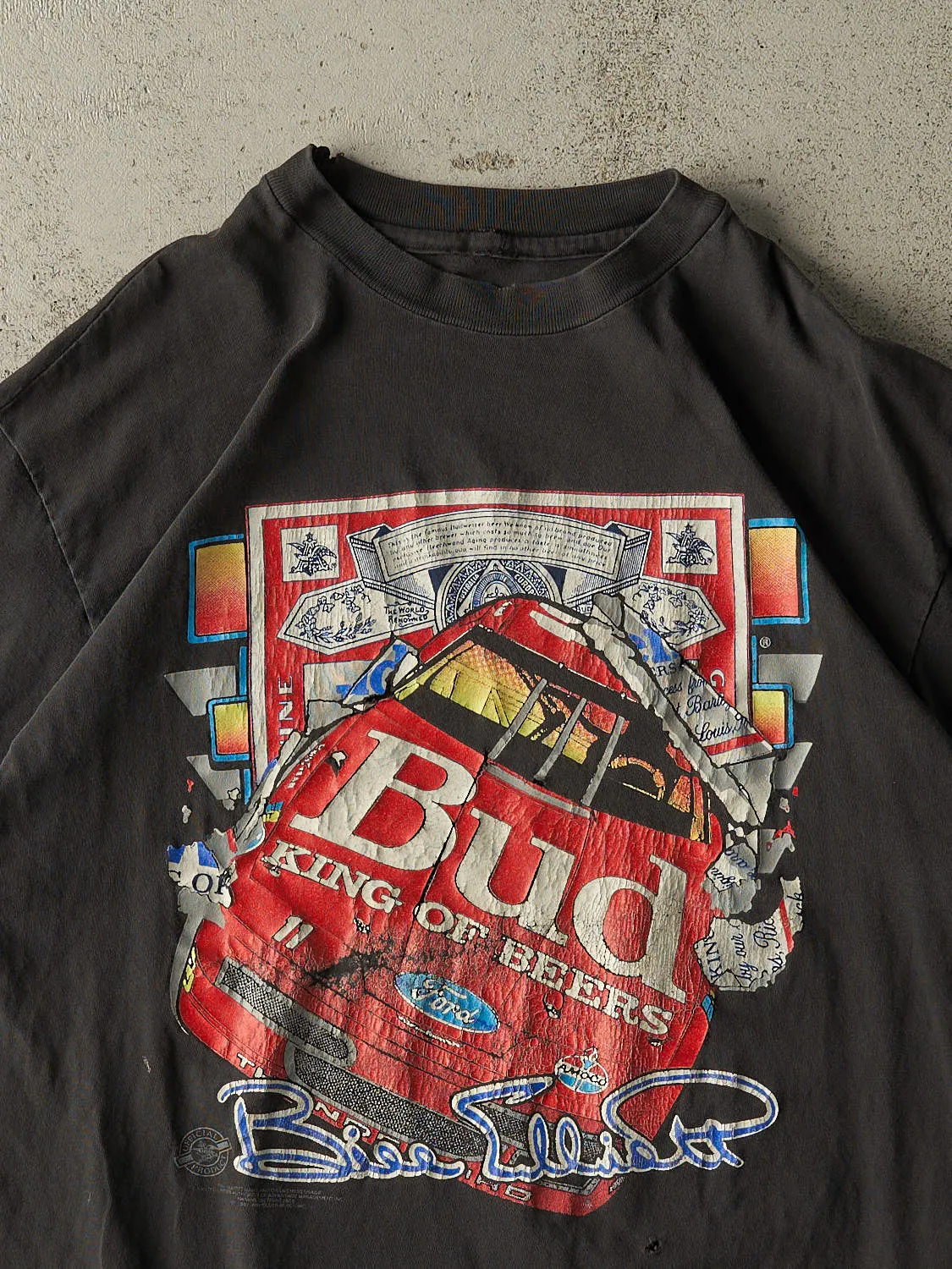 Vintage 92' Faded Black Budweiser Bill Elliot Nascar Tee (L/XL) sold by Rebalance Vintage product image thumbnail 2