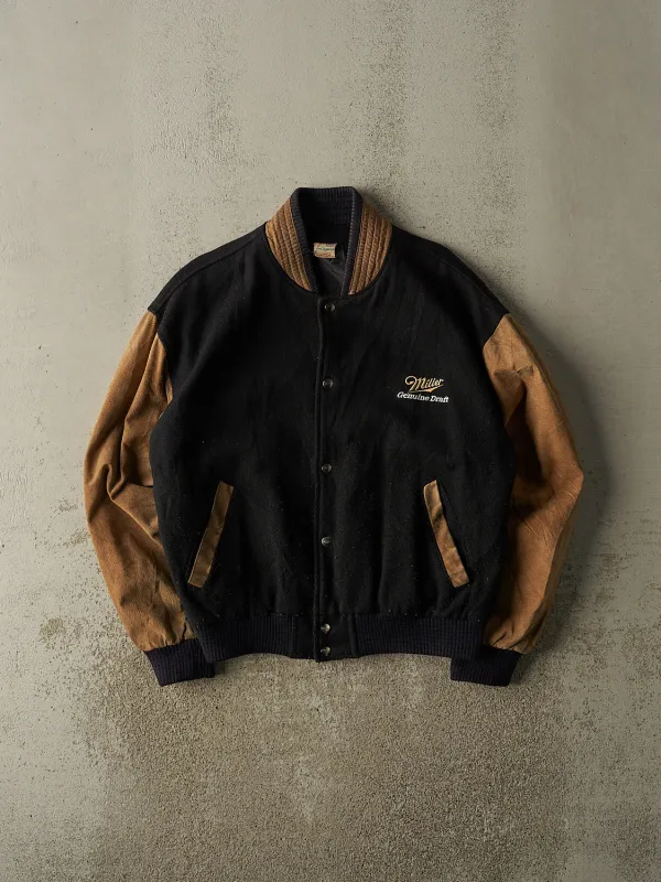 Vintage 90s Black Miller Genuine Embroidered Varsity Jacket (M/L) made by Rebalance Vintage