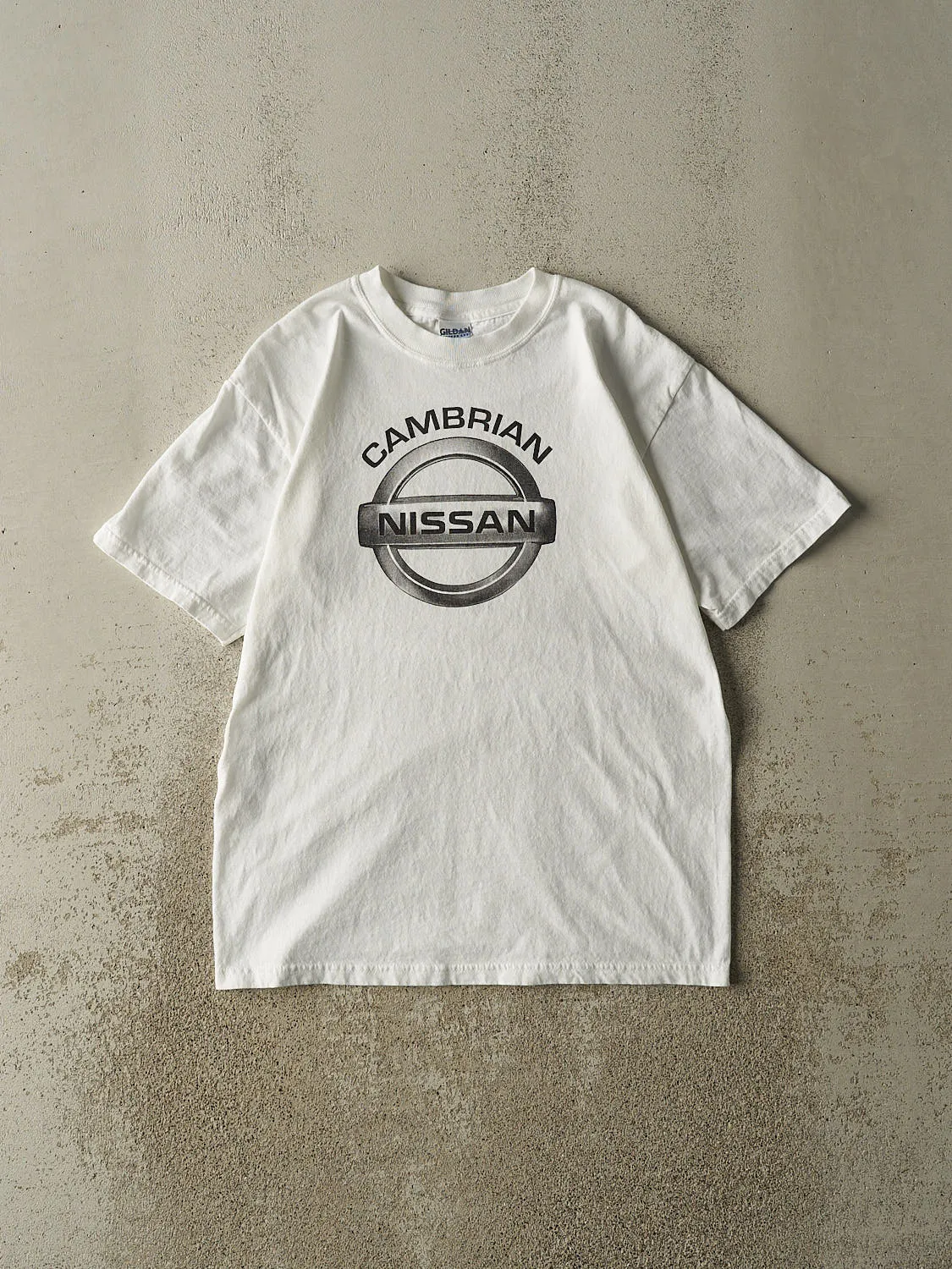 Vintage 90s White Nissan Tee (M/L) sold by Rebalance Vintage