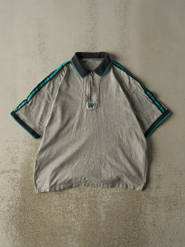 Vintage 90s Grey Vancouver Grizzlies Quarter Zip Tee (L/XL) made by Rebalance Vintage
