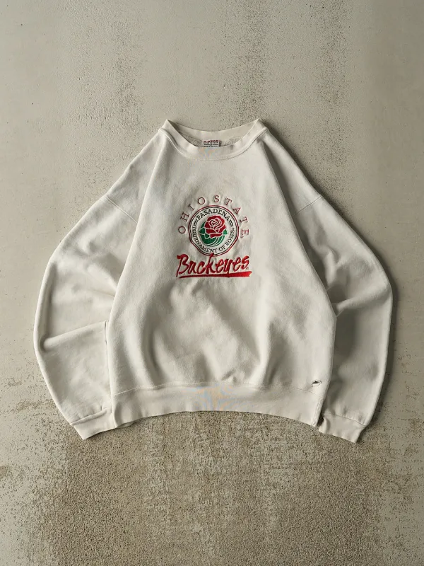 Vintage 80s White Ohio State University Rose Bowl Embroidered Crewneck (XS) sold by Rebalance Vintage