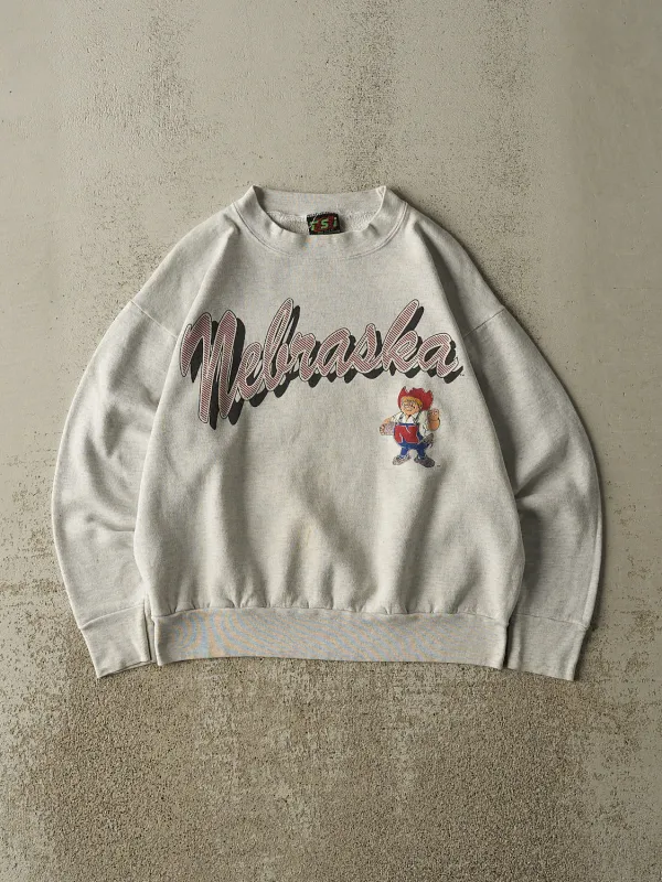Vintage 80s Heather Grey University of Nebraska Crewneck (XS) sold by Rebalance Vintage