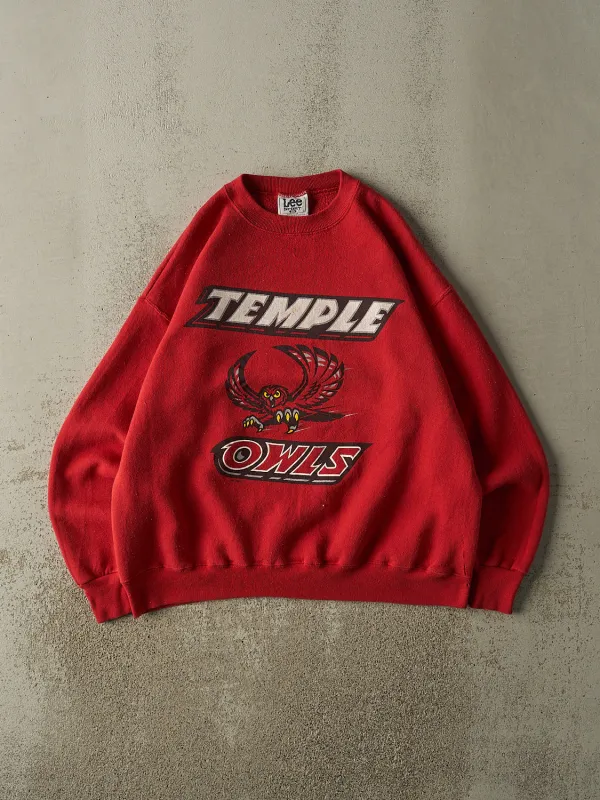 Vintage Y2K Red Temple University Owls Crewneck (L/XL) sold by Rebalance Vintage