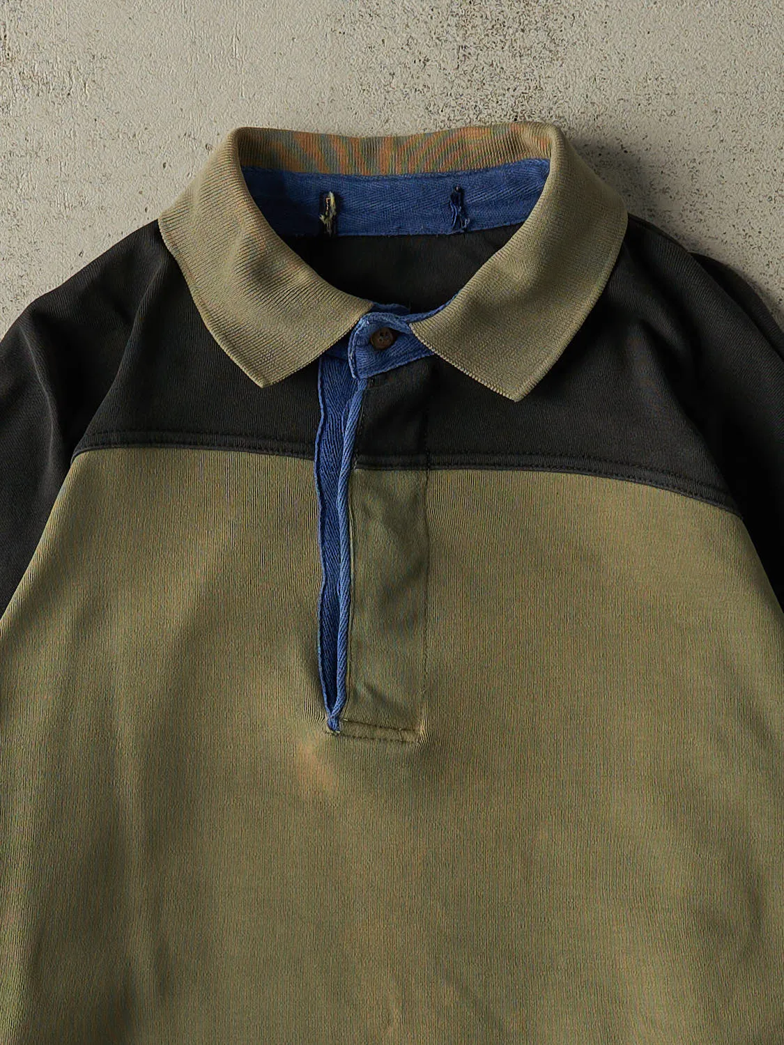 Vintage 90s Green & Black Quarter Button Sweater (L) sold by Rebalance Vintage product image thumbnail 2