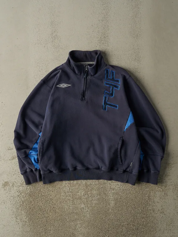 Vintage Y2K Navy Blue Umbro Embroidered Quarter Zip (S/M) sold by Rebalance Vintage