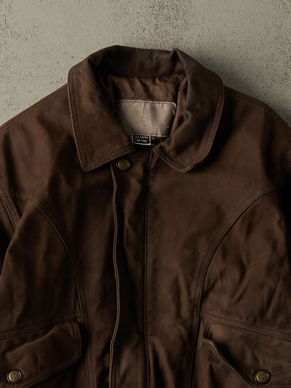 Vintage 90s Brown Suede Bomber Jacket (S/M) sold by Rebalance Vintage product image thumbnail 3