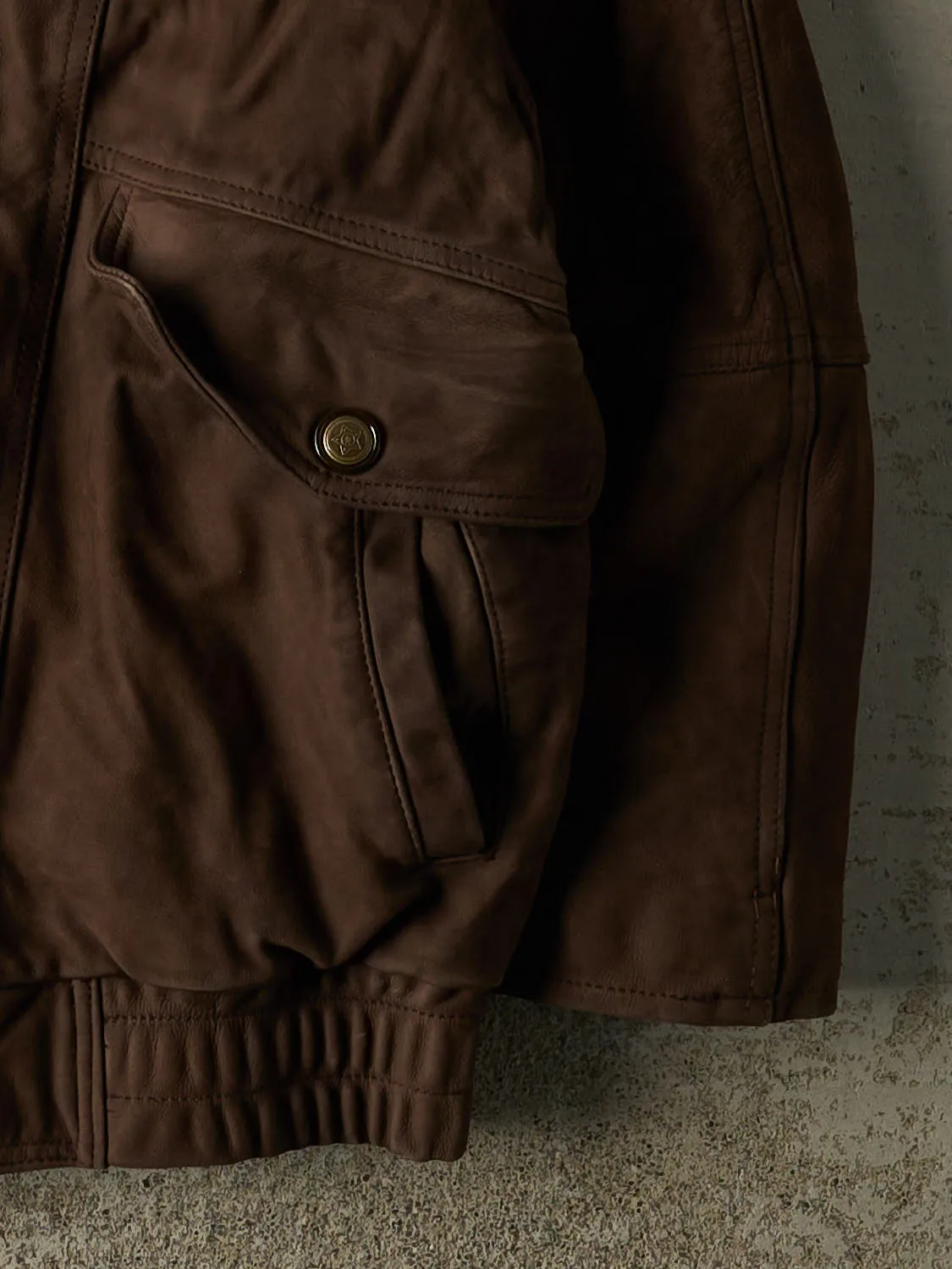 Vintage 90s Brown Suede Bomber Jacket (S/M) sold by Rebalance Vintage product image thumbnail 5