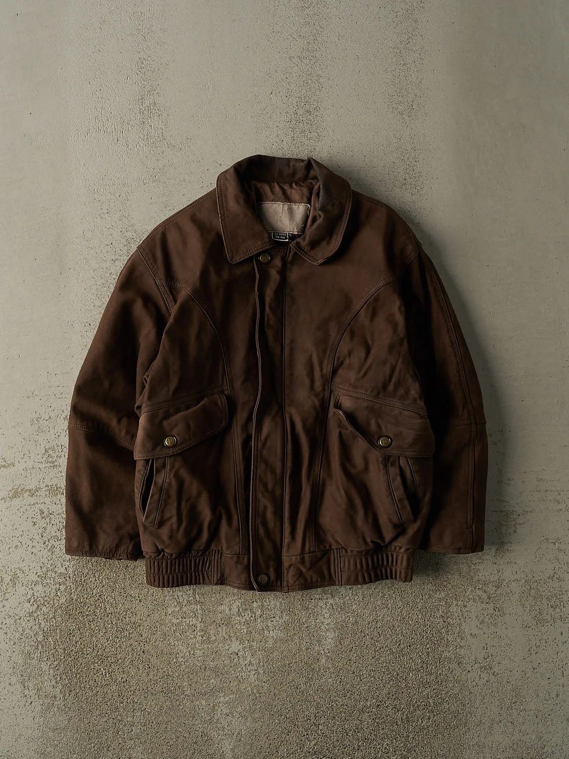 Vintage 90s Brown Suede Bomber Jacket (S/M) sold by Rebalance Vintage