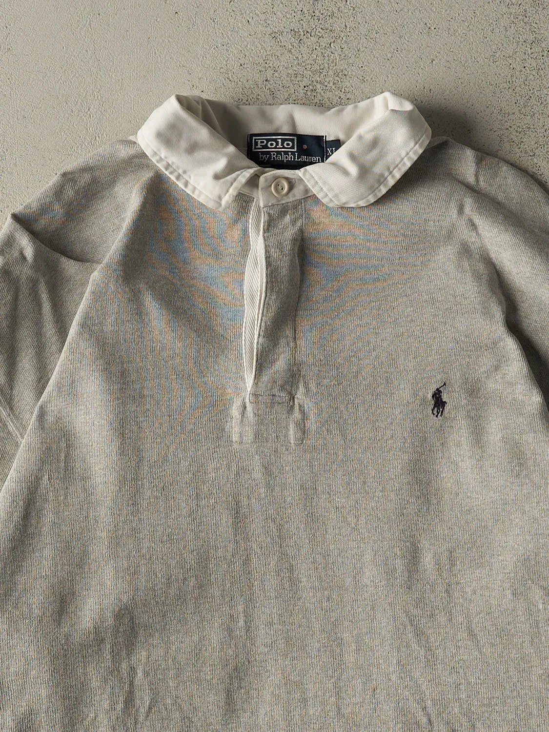 Vintage 90s Grey Polo Quarter Button Long Sleeve (XXL) sold by Rebalance Vintage product image thumbnail 2