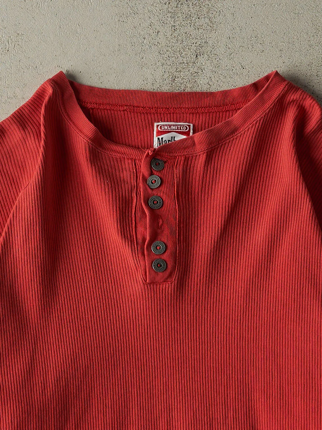 Vintage 90s Red Marlboro Quarter Button Long Sleeve (L/XL) sold by Rebalance Vintage product image thumbnail 2