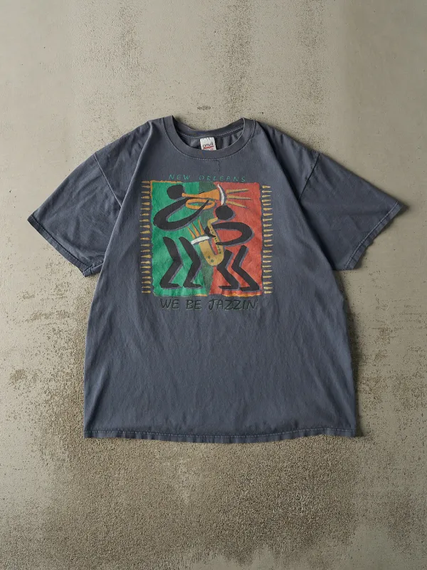 Vintage 90s Slate Blue New Orleans Jazz Tee (XL) sold by Rebalance Vintage
