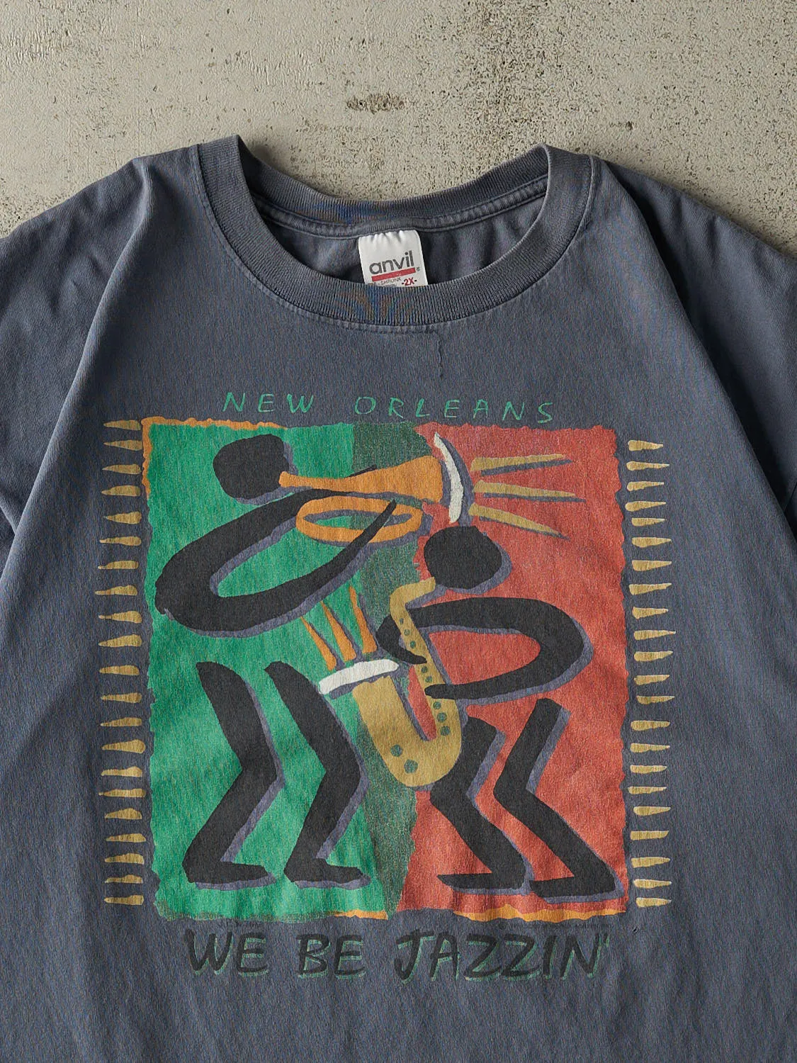 Vintage 90s Slate Blue New Orleans Jazz Tee (XL) sold by Rebalance Vintage product image thumbnail 2