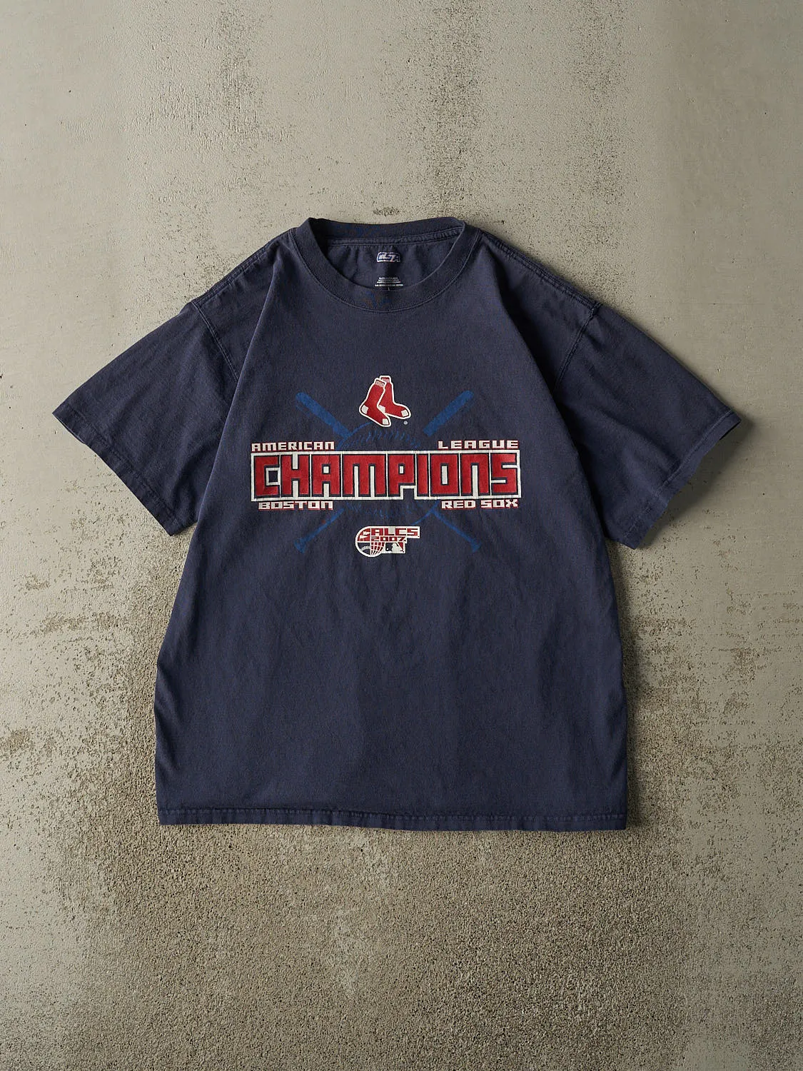 Vintage 07' Navy Blue Boston Red Sox AL Champions Tee (L) sold by Rebalance Vintage