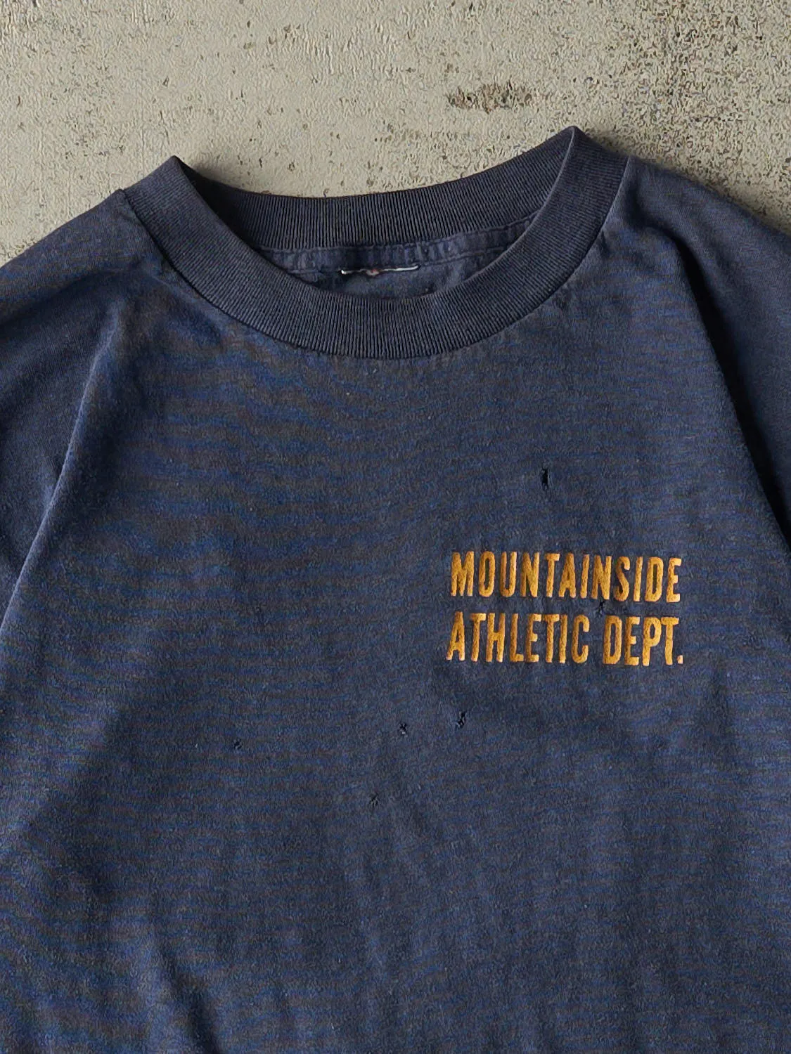 Vintage 80s Navy Blue Mountainside Athletic Dept Single Stitch Tee (XS/S) sold by Rebalance Vintage product image thumbnail 2