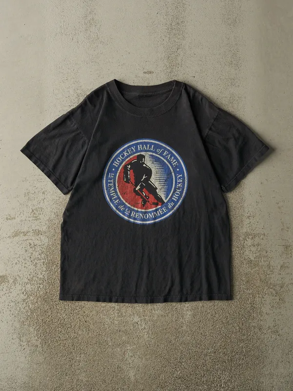 Vintage 90s Black Hockey Hall Of Fame Tee (S/M) made by Rebalance Vintage